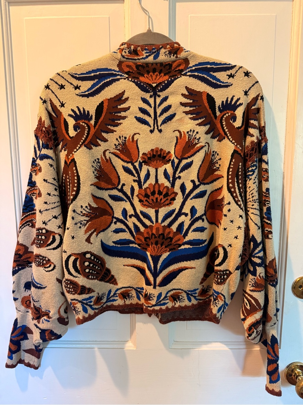 NWOT FARM RIO Viscose Blend Cardigan With Perforated /Embroidered Details Medium - Picture 2 of 9